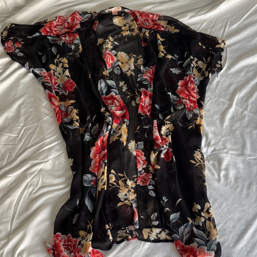 Band of Gypsies Black Floral Sheer Kimono